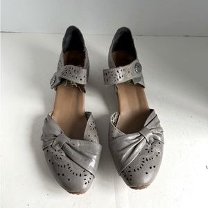 Rieker Womens Gray Leather Heeled Mary Janes Comfort Shoes Eur 42
